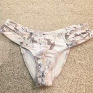 Montce Floral Bikini Bottom - Cream and Brown